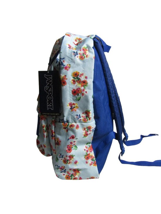 JANSPORT NWT Superbreak Blue Ditzy Floral Multi-Painted Large Backpack RARE main image 6